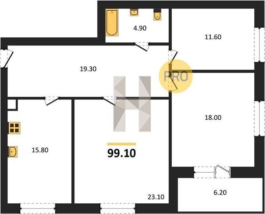 Продажа 3-комнатной квартиры 99,1 м², 3/4 этаж