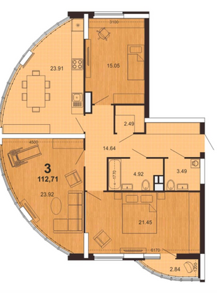 Продажа 3-комнатной квартиры 113 м², 6/30 этаж