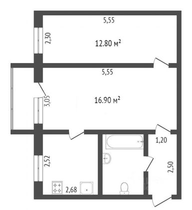 Продажа 2-комнатной квартиры 43,7 м², 5/5 этаж