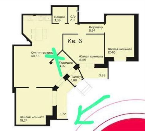 Аренда 3-комнатной квартиры 126 м², 1/3 этаж