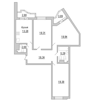 Продажа 3-комнатной квартиры 99,3 м², 9/23 этаж