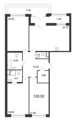 Продажа 4-комнатной квартиры 120,3 м², 7/8 этаж