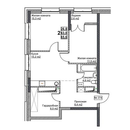 Продажа 2-комнатной квартиры 65,6 м², 17/24 этаж