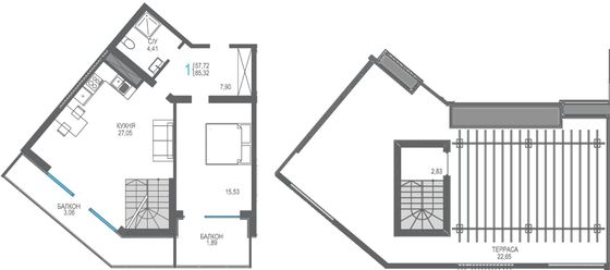 Продажа 1-комнатной квартиры 85,3 м², 15/16 этаж