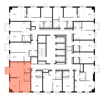 Продажа 2-комнатной квартиры 52,7 м², 20/29 этаж