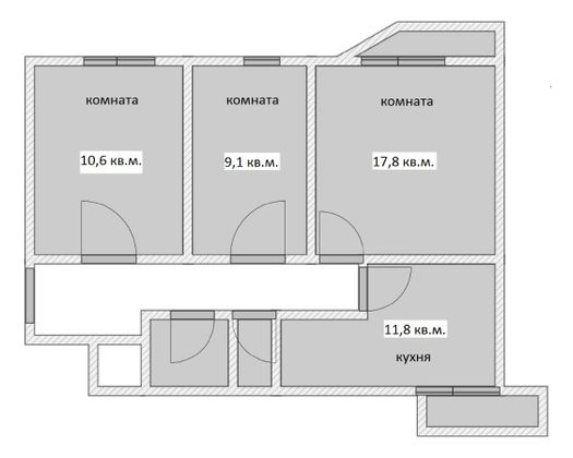 Продажа 3-комнатной квартиры 62,4 м², 6/14 этаж