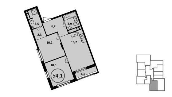 Продажа квартиры-студии 54,5 м², 16/16 этаж