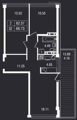 Продажа 3-комнатной квартиры 66,7 м², 5/8 этаж