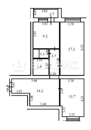 Продажа 2-комнатной квартиры 61,9 м², 1/8 этаж