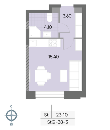 Продажа квартиры-студии 23,1 м², 3/30 этаж