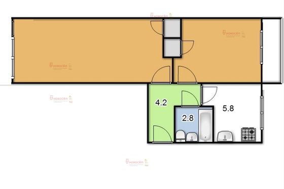 Продажа 2-комнатной квартиры 45 м², 3/5 этаж