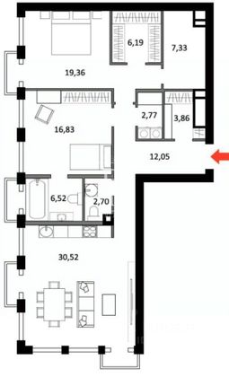 Продажа 3-комнатной квартиры 92,2 м², 3/21 этаж
