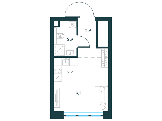 Продажа 1-комнатной квартиры 17,2 м², 21/29 этаж