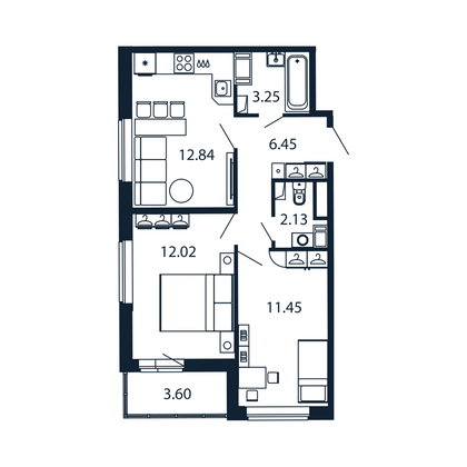 Продажа 2-комнатной квартиры 49,9 м², 7/12 этаж