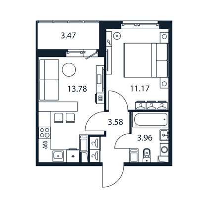 Продажа 1-комнатной квартиры 34,2 м², 4/12 этаж