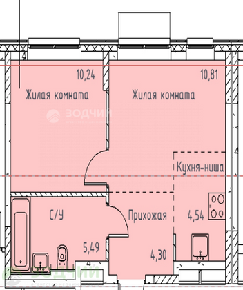 Продажа 2-комнатной квартиры 35,4 м², 4/18 этаж