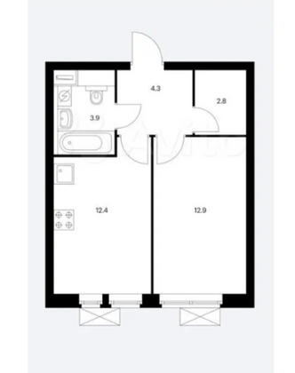 Продажа 1-комнатной квартиры 36,6 м², 12/33 этаж