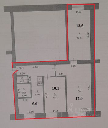 Продажа 3-комнатной квартиры 57,8 м², 1/2 этаж