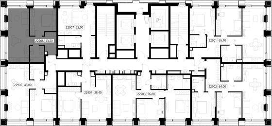 Продажа 1-комнатной квартиры 43,2 м², 29/36 этаж