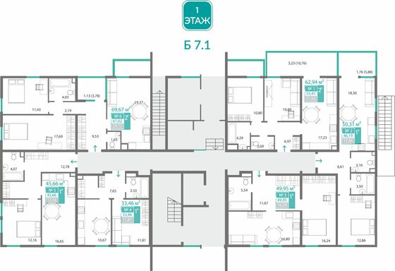 Продажа 1-комнатной квартиры 50 м², 1/9 этаж