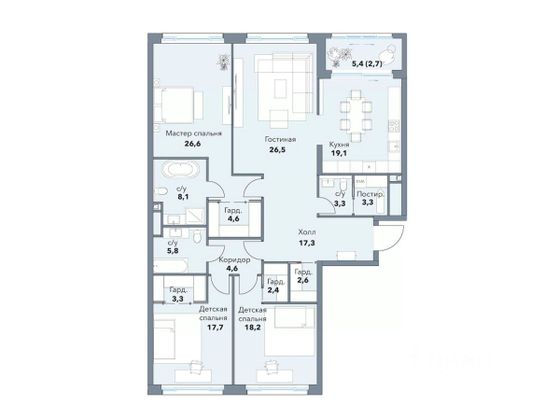 Продажа 4-комнатной квартиры 171,4 м², 4/12 этаж