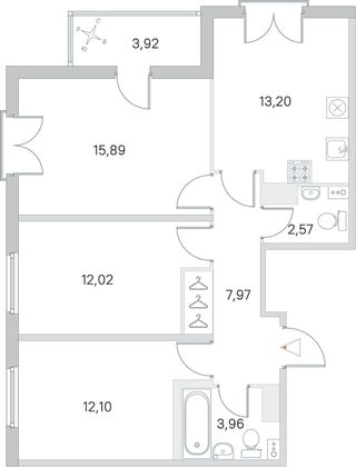 Продажа 3-комнатной квартиры 69,7 м², 3/4 этаж