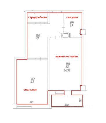 Аренда 2-комнатной квартиры 47,2 м², 12/16 этаж