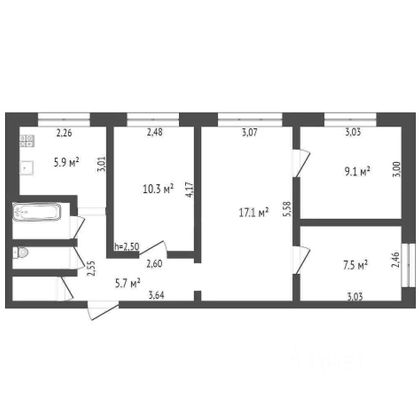 Продажа 4-комнатной квартиры 61,2 м², 2/5 этаж