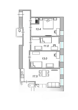 Продажа 2-комнатной квартиры 72,3 м², 3/8 этаж