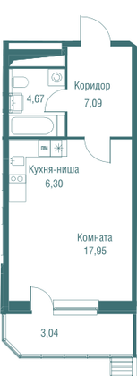 Продажа квартиры-студии 39 м², 9/25 этаж