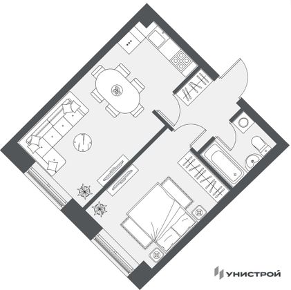 39,8 м², 1-комн. квартира, 6/26 этаж