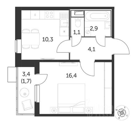 Продажа 1-комнатной квартиры 36,6 м², 25/25 этаж