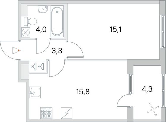 Продажа 1-комнатной квартиры 40,3 м², 4/5 этаж