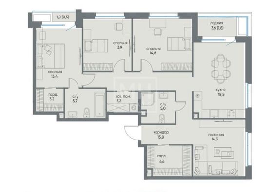 Продажа 4-комнатной квартиры 116 м², 11/21 этаж