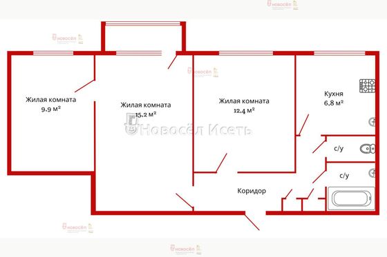 Продажа 3-комнатной квартиры 53 м², 5/5 этаж