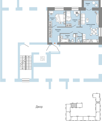 Продажа 3-комнатной квартиры 63 м², 6/9 этаж