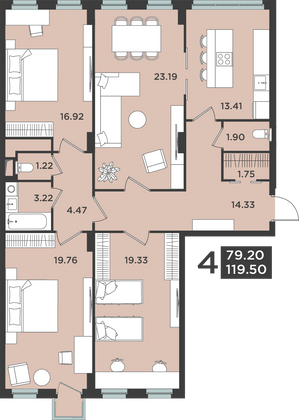Продажа 4-комнатной квартиры 121 м², 11/18 этаж