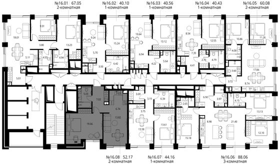 Продажа 2-комнатной квартиры 52,2 м², 16/27 этаж