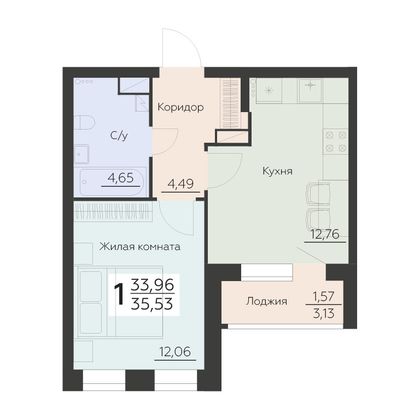 Продажа 1-комнатной квартиры 35,5 м², 9 этаж