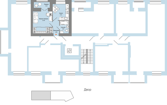 Продажа 1-комнатной квартиры 33 м², 2/8 этаж