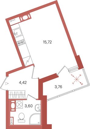 Продажа квартиры-студии 25,6 м², 11/12 этаж