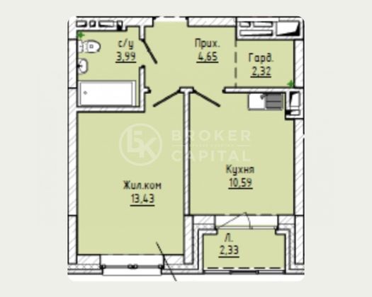 Продажа 1-комнатной квартиры 37,3 м², 6/24 этаж