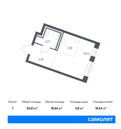 22,6 м², студия, 1/9 этаж