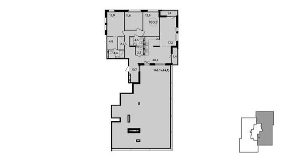 Продажа квартиры-студии 160,5 м², 21/21 этаж