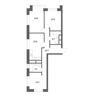 Продажа 3-комнатной квартиры 71,9 м², 10/19 этаж