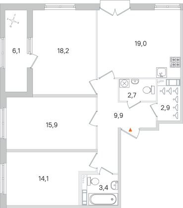 Продажа 3-комнатной квартиры 89,2 м², 4/4 этаж