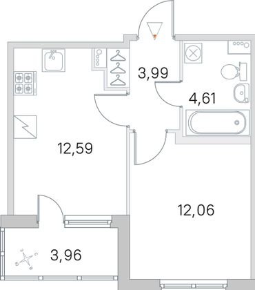 Продажа 1-комнатной квартиры 35,2 м², 1/5 этаж