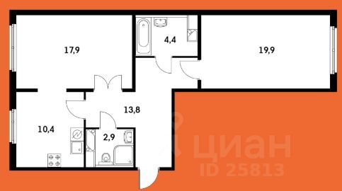 Продажа 2-комнатной квартиры 70 м², 7/18 этаж