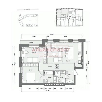 Продажа квартиры со свободной планировкой 86,7 м², 3/8 этаж