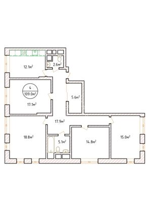 Продажа 4-комнатной квартиры 108,9 м², 19/25 этаж